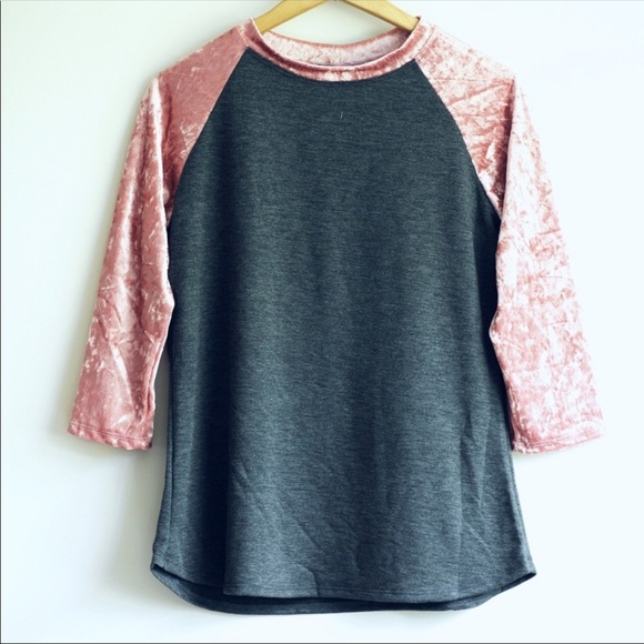 Velvet Sleeved Baseball Tee - Picture 2 of 4